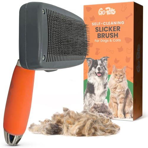 GoPets selbstreinigend Professional Zupfbürste Pflege Kamm für Hunde und Katzen
