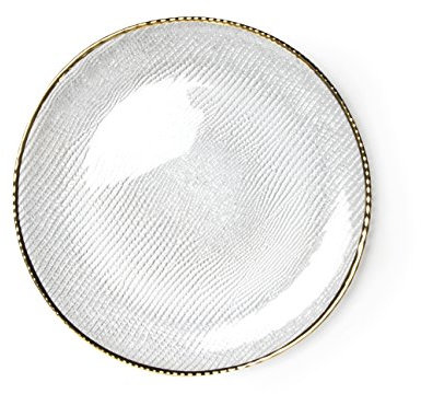Excelsa Gold Sottopiatto, Vetro, Trasparente/Bordo Oro, 33.5x33.5x2 cm