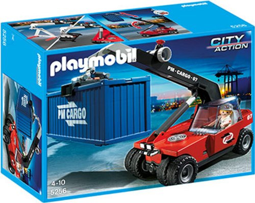 PLAYMOBIL Mercancías y Aeropuerto - Transportador de contenedores, Playsets de Figuras de Juguete, Multicolor, 35 x 12,5 x 25 cm, (5256)
