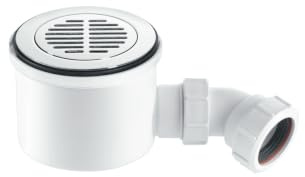 McAlpine ST90CPB-S-HP2 CP BRASS Grid Flange 90mm High Flow Shower Trap Waste, Chrome/White