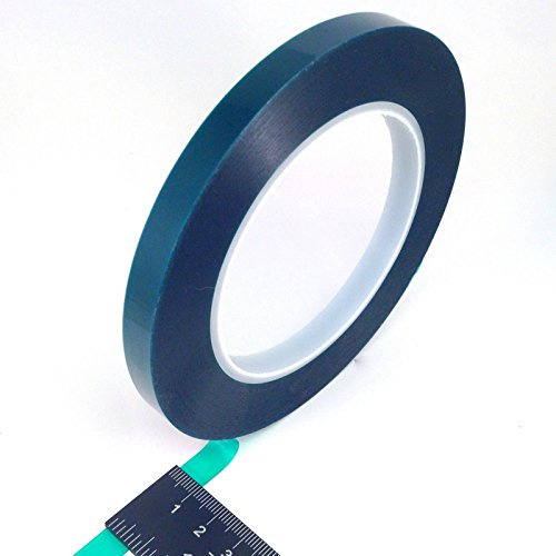 3/8 Wide High Temp Masking Tape for Powder Coating, Custom Painting, Hydrodip, Sublimation - Green Polyester Silicone Adhesive