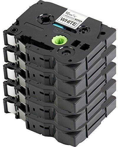 5er Set - Schriftband für Brother TZe-231 | Schwarz auf Weiß / 12mm x 8m | geeignet für Brother P-Touch 1000W 1010 1090 1830VP 2030VP 2100VP 2430PC 2470 2730VP 7100 VP7600VP H100R H300 D200VP und andere P-Touch Geräte