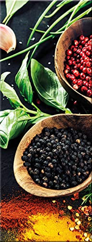 artissimo, Glasbild, 30x80cm, AG1866A, Gewürze I, Küchenbild hochkant, rot, Bild aus Glas, moderne Wanddekoration aus Glas, Wandbild Wohnzimmer modern