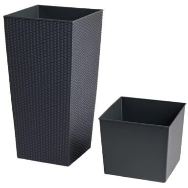 rg-vertrieb Blumentopf Übertopf Blumenkübel Rato Polyrattan 75cm Pflanztopf Rattan 400 Anthrazit