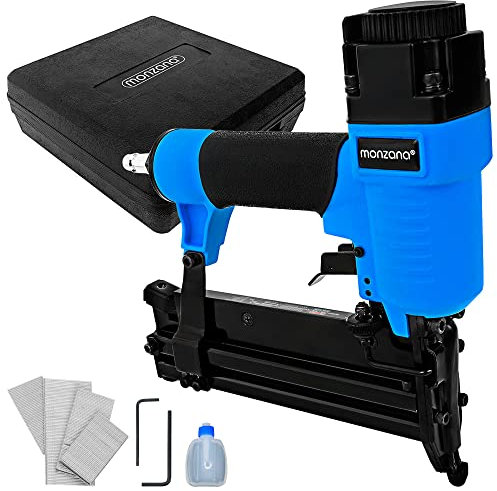 MONZANA® Drucklufttacker 2in1 1/4' 7,5bar Füllstandsanzeige Koffer inkl. Klammern und Nägel Druckluftnagler Klammergerät