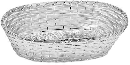 EDZARD Cesta de pan Basket, 21 x 30 cm, oval, tejida, plateada, protegida contra el deslustre