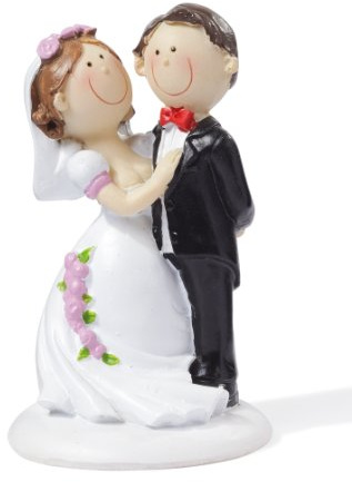 Hochzeitspaar * Brautpaar mit rosa Rosen am Kleid * Tortendekoration * Tortenfigur * Tischdekoration