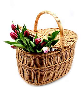 MyBer® Weidenkorb Korb Picknickorb Stabiler Tragekorb mit 2 Deckeln aus Weide geflochten braun K1-027