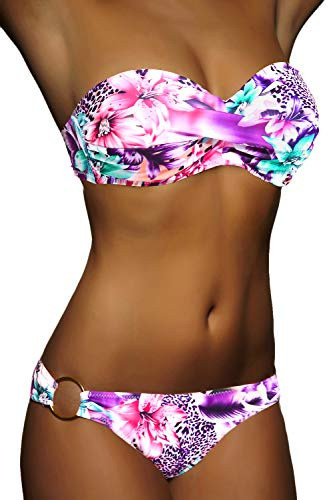 ALZORA 50001 - Bikini push up tipo bandeau Twist para mujer, muchos colores y tamaños A20. M