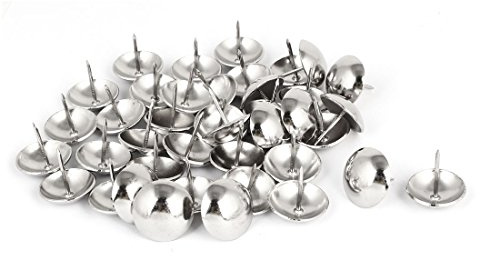 sourcing map Clou Tapissier 25mm Diamètre Rond Tête Punaise Argenté 40Pcs