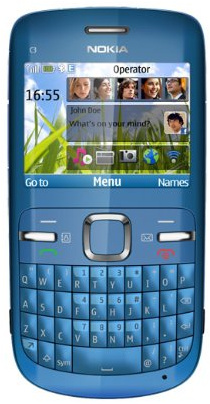 Nokia C3-00 Telefono Cellulare, Quad Band, Display da 2.4, Fotocamera da 2 MP, Blu