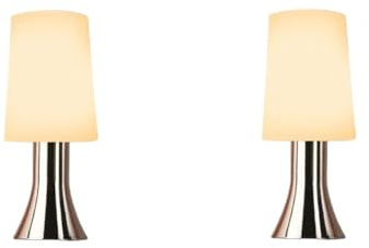 Dapo Tischleuchten-Lampen-Set Jannis mit 3-Stufen-Touch-Dimmer chrom moderne Nachttisch-Fernseh-Leuchten-Lampen-Set inklusiv G9 Eco Halogen 33W Leuchtmittel