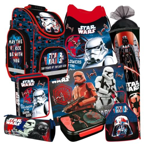 STAR WARS 8 tlg. SCHULRANZEN Ranzen Episode SCHULTÜTE 85 cm Tornister Rucksack TASCHE Set mit Sticker-von-Kids4shop