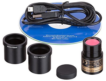 AmScope - 5MP USB Ancora Foto & Video Live Microscopio Orientabile per Fotocamera Digital - Microscope Imager - MD500