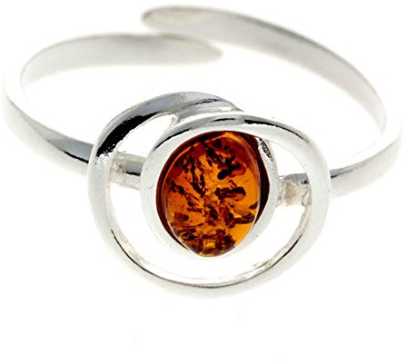 Bague moderne en argent sterling et ambre de la Baltique véritable – GL489, Argent sterling 925, Ambre