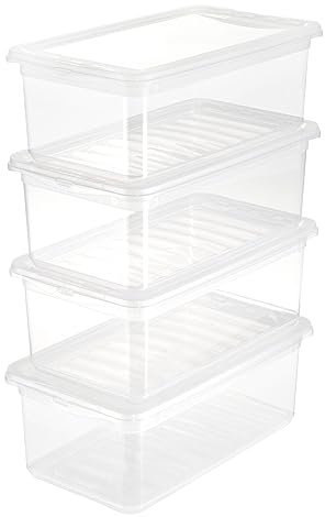 keeeper Aufbewahrungsboxen mit Air Control System, 4-teiliges Set, 4 x 5,6 l, 33 x 19,5 x 12 cm, Bea, Transparent