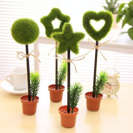 4 x Tischkarten mit Baum, Kugelschreiber, mit Aufkleber, für Gastgeschenke
