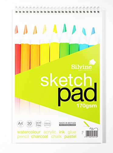Silvine Carnet de croquis à spirales A4+ 60 pages (30 feuilles) 170 g/m² Réf 472