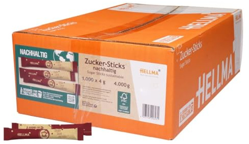 Hellma Zuckersticks nachhaltig 1000 x 4g feiner Zucker, portioniert