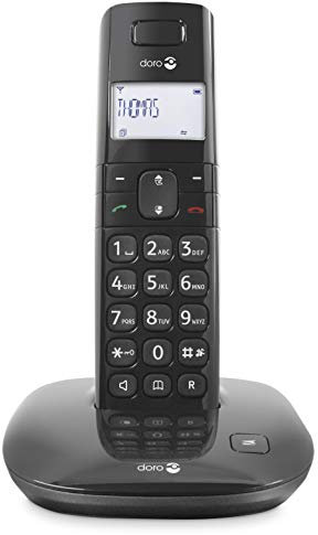 Doro Comfort 1010 Telefono Cordless DECT per Anziani - Telefono Fisso - Tasti Grandi - Interfono - Cordless Casa - Telefono Portatile - Vivavoce - No Segreteria (Nero) [Vers. Italiana]