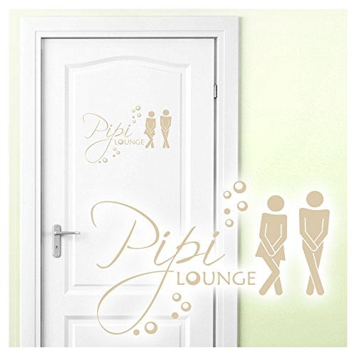 Grandora Wandtattoo Sprüche PIPI Lounge Mann Frau I beige 17 x 11 cm I WC Türaufkleber Piktogramm Bad Badezimmer Wandaufkleber Wandsticker W755