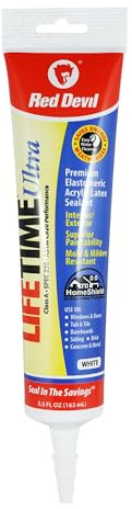 Red Devil 0775 Lifetime Ultra Premium Elastomeric Acrylic Latex Sealant, 5.5 oz., White, 1 Pack