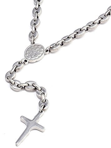 DonDon Herren Rosenkranz (Nachahmung) Style-Kette Edelstahl 62 cm in einem schwarzen Samtbeutel