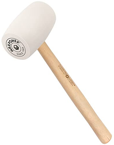 Rubber Mallet 24Oz (680g), MAXPOWER Soft Rubber Hammer Tile Mallet with Hickory Handle and Soft Face for Installation Marble Tile, White