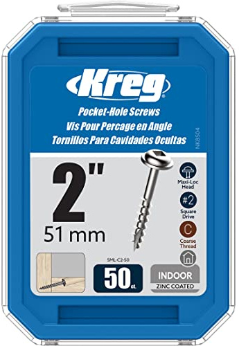 Kreg Zinc Pocket-Hole Screws, Pocket Hole Screws, 50 Count, 2 Inch