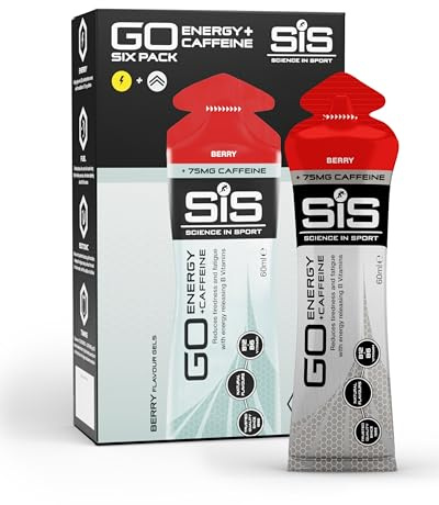 Science in Sport GO Gel Énergétique + Gel Caféine 6 x 60ml Saveur Baies, Végan - Gel avec 75mg de Caféine & 22g de Glucides, Énergie pour les Sportifs d'Endurance