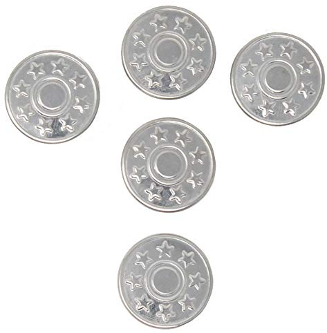 BIG-SAM Jeansknöpfe - Ø 17mm - Silber/Sterne - 5/10 / 25 oder 50 Stück - Nähfrei mit Anleitung! (10)