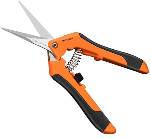 VIVOSUN 1er-Packung Gartenschere 17cm Pflanzenschere mit ergonomischen Griffen Baumschere mit geraden Klingen und Titan-Antihaftbeschichtung Rosenschere Orange