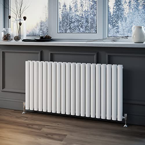 ELEGANT White Double 600 x 1190 mm Horizontal Radiator Oval Column Designer Radiator Central Heating