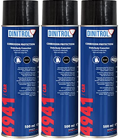 Dinitrol 4941 BLACK UNDERBODY WAX 3 x 500ml AEROSOL SPRAY CANS