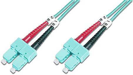 DIGITUS Cable de fibra óptica OM3 – 1 m – SC a SC – Cable de FO dúplex