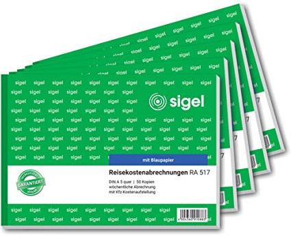 SIGEL Reisekostenabrechnung wöchentlich A5 quer 5er Pack