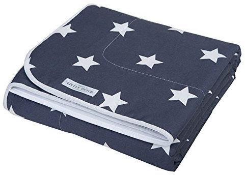 Little Dutch 0255 Kinderbett-Decke grau mit weißen Sternen