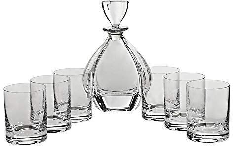 Whisky Geschenkset Laguna 7-TLG Bleikristall 1 Karaffe + 6 Gläser transparent