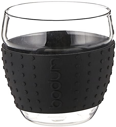 Bodum PAVINA 2-teiliges Gläser-Set (Rutschfester, farbiger Silikonring, 0,35 liters) schwarz, 11185-01