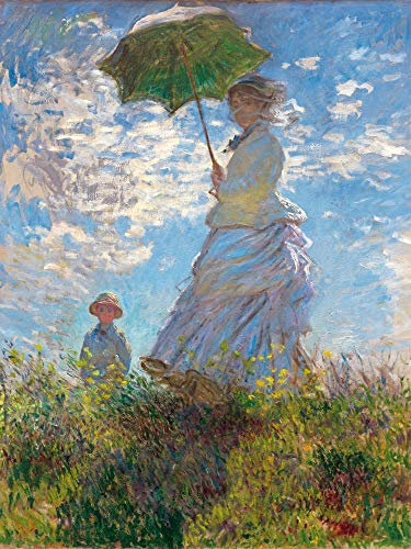 1art1 Claude Monet Poster Frau Mit Sonnenschirm, Madame Monet Mit Ihrem Sohn, 1875 Kunstdruck Bild 80x60 cm