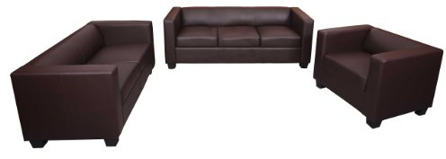 Mendler 3-2-1 Sofagarnitur Lille - Kunstleder, Coffee | Couchgarnitur, Loungesofa