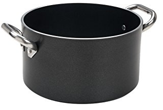 Pentole Agnelli, ALSA2104SS32, Casseruola Alta Antiaderente Con 2 Maniglie Inox, Alluminio, Nero
