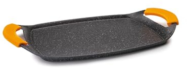 IBILI - Basic Stone grillpanna, 36 x 23 cm, gjuten aluminium, non-stick stenstil, lämplig för induktionshällar