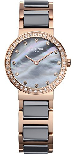 Bering Damen Quarz Uhr | Armbanduhr 25 mm Edelstahlgehäuse und Zifferblatt | Milanaisearmband | 5 ATM | 10725