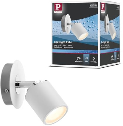 Paulmann 66717 Spotlight Tube IP44 max 1x10W GU10 Weiß/Chrom 230V Metall 667.17 Deckenleuchte Lampe LED Deckenlampe Deckenstrahler ohne Leuchtmittel