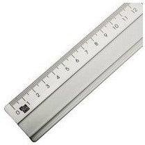 Alu-Lineal - 100 cm Schneidelineal aus Aluminium. Facette mit mm-Teilung. Tuschekante, Aufhängeloch. Rutschfeste Unterseite. (Aluminium, 100cm)