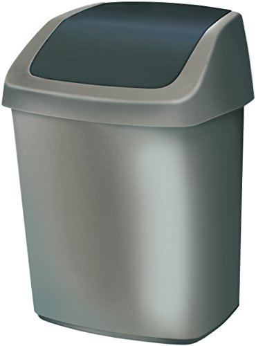 Curver 03985-373-00 Abfallbehälter Swing-Top 15 L, silber/anthrazit