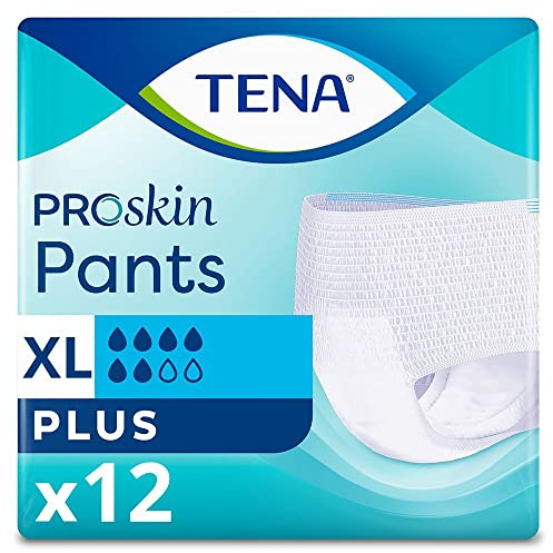 Tena Plus Pants/Schutzunterw�sche, Einweg, Extra Large, 14 St�ck, 96 St�ck, Urinschutz, Damen, Unisex, Wei�, Einfarbig, Wasserfest, Rayon, Baumwollmischung, Gr��e XL (Paketgr��e w�hlen)