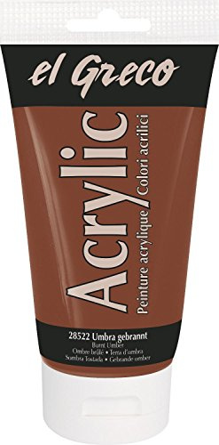 KREUL 28522 - El Greco Acrylic, 150 ml Tube in umbra gebrannt, hochpigmentierte, glänzende Acrylfarbe in Studienqualität, buttrig vermalbar, für pastose Malerei