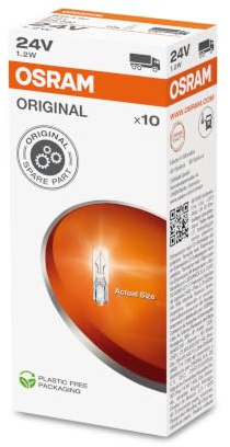 Osram 2741 Lampada con Schiacciatura del Bulbo Original, Attacco W2 x 4.6D, 24V, Astuccio da 10